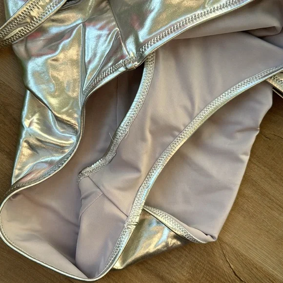 Skims Silver Metallic High Cut One Piece Swimsuit Nickel 3X 2XL XXL Baywatch - Picture 7 of 12